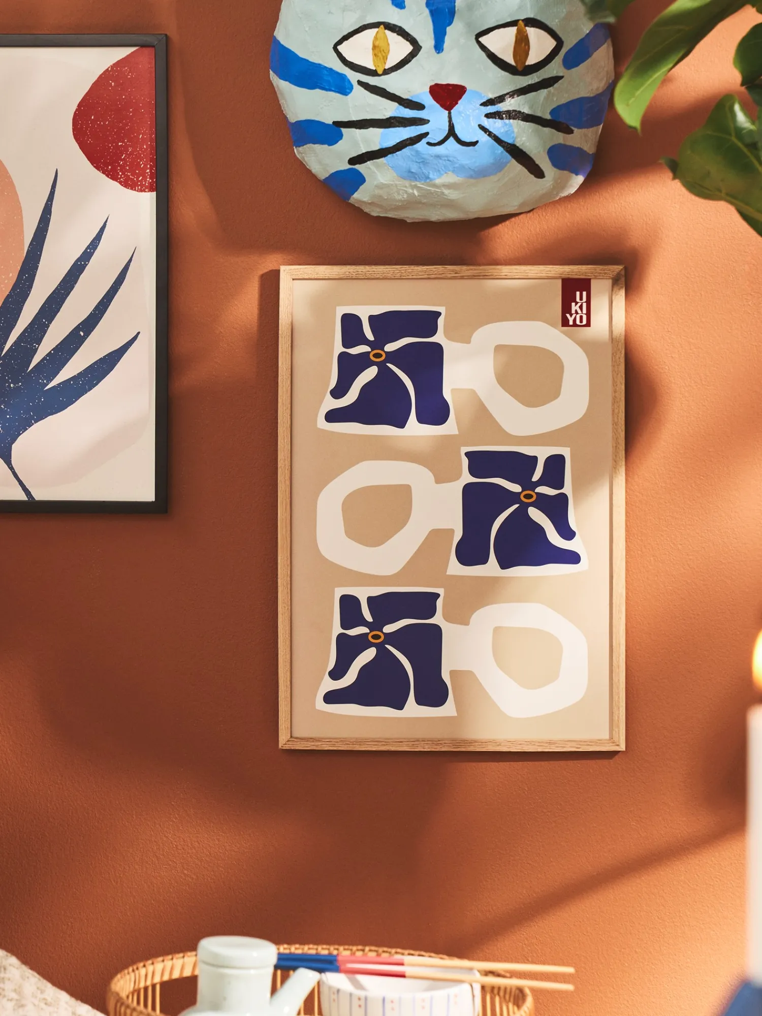 Plakat Ukiyo Mug Blue A3 Rammer Og Plakater