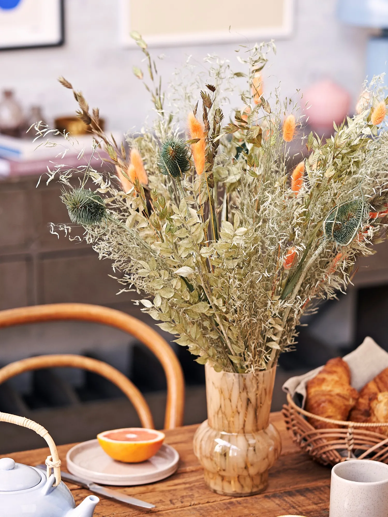 Discount Tørkede Blomster Orange Medium Dekorasjon
